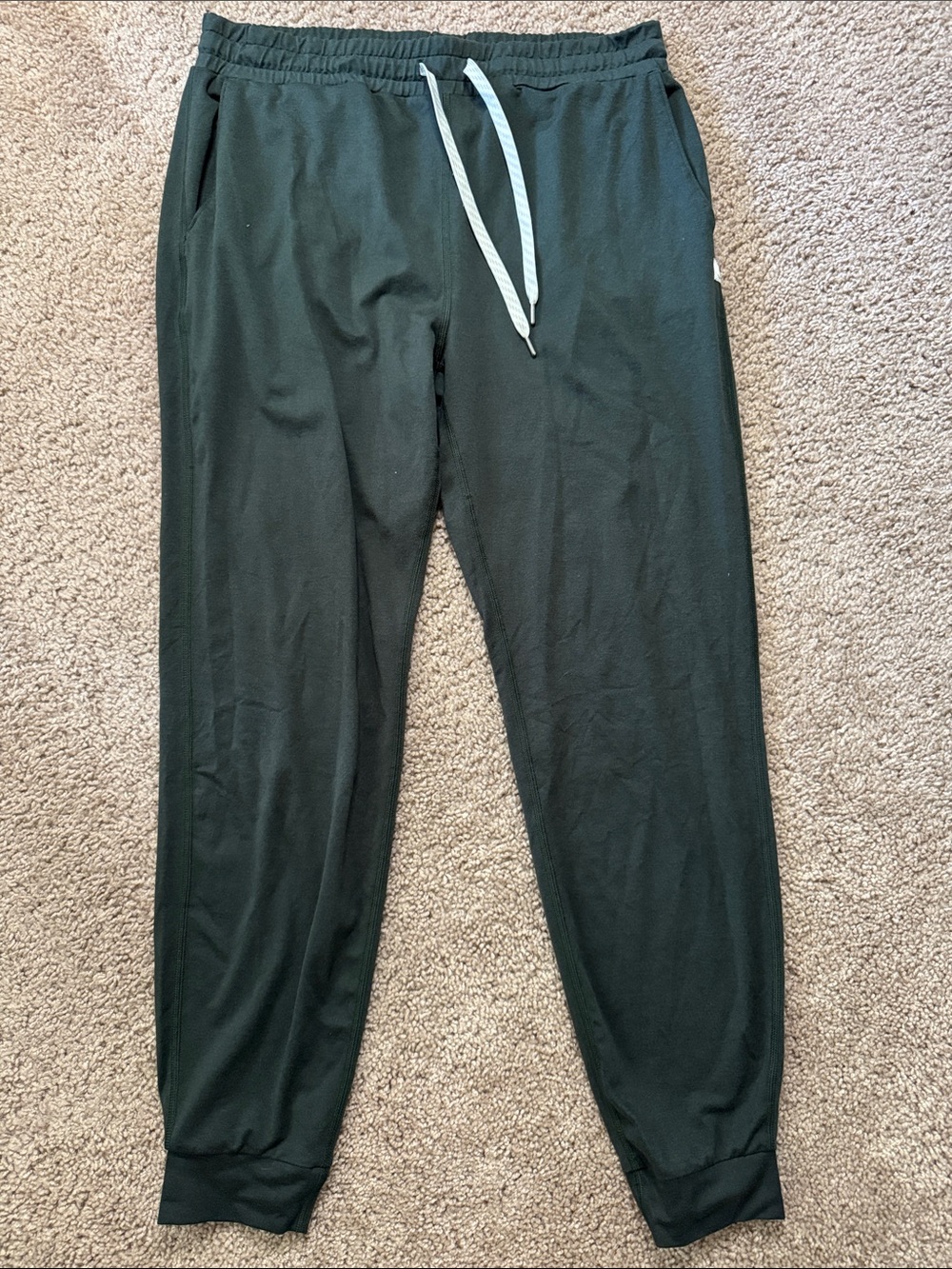 Vuori Dark Green Drawstring Joggers with White Drawcord